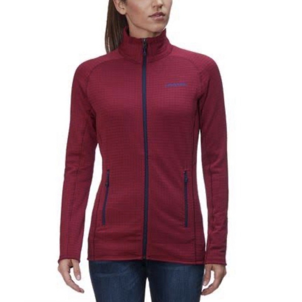 Patagonia R1 Full Zip Grid Fleece Jacket Red Womens Sz M Gorpcore Tech Hiking